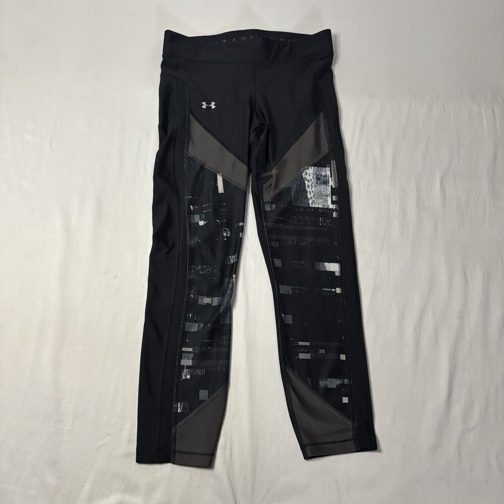 Under Armour Black HeatGear Compression Leggings Size M | Printed Workout Pants